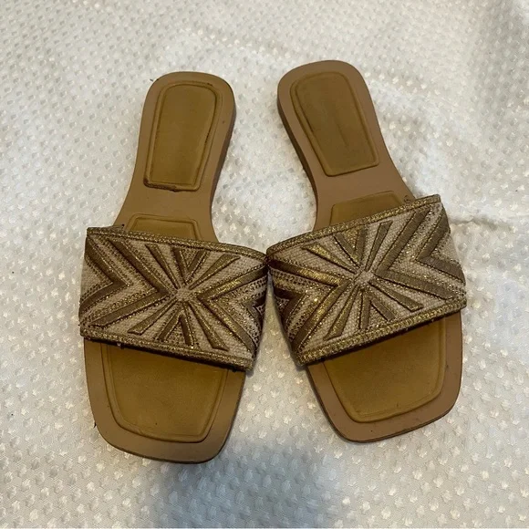 👡ZARA Sandal Bundle Size 39 | Gold Embellished + Chain Slide Sandals - Picture 11 of 12